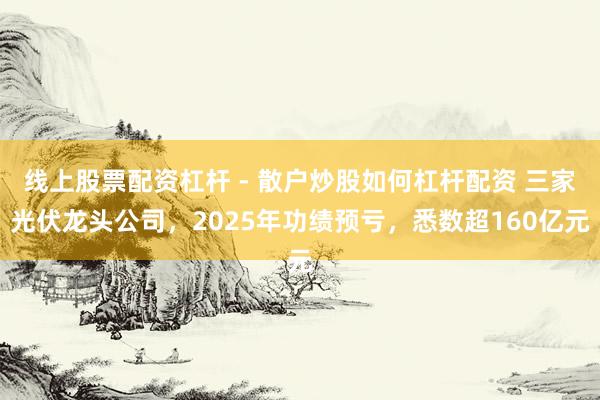 线上股票配资杠杆 - 散户炒股如何杠杆配资 三家光伏龙头公司，2025年功绩预亏，悉数超160亿元